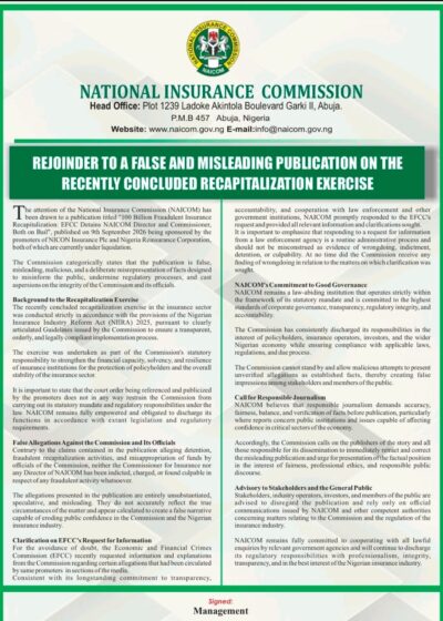Rejoinder to a False and Misleading Publication on the Recently Concluded Recapitalization Exercise